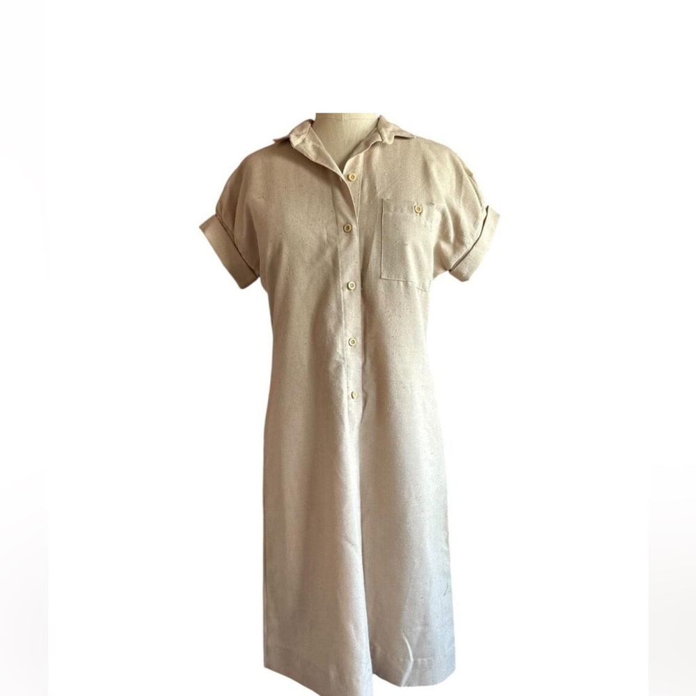 Vintage Lanvin Beige Collared Shirt Dress ✨👗